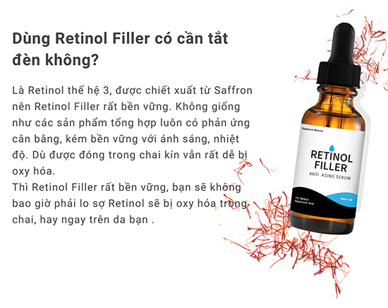 Sử dụng retinol filler không cần tắt đèn