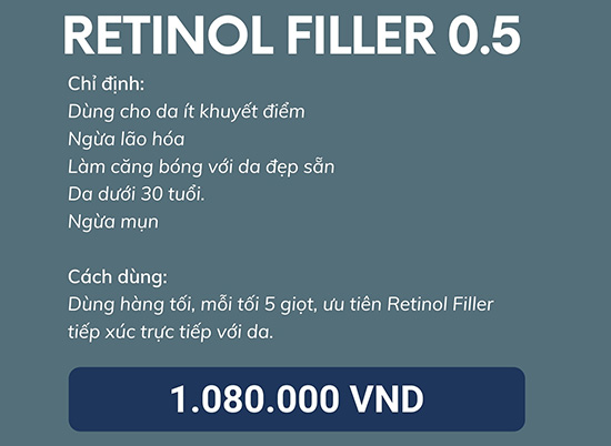 giá retinol filler 1.0