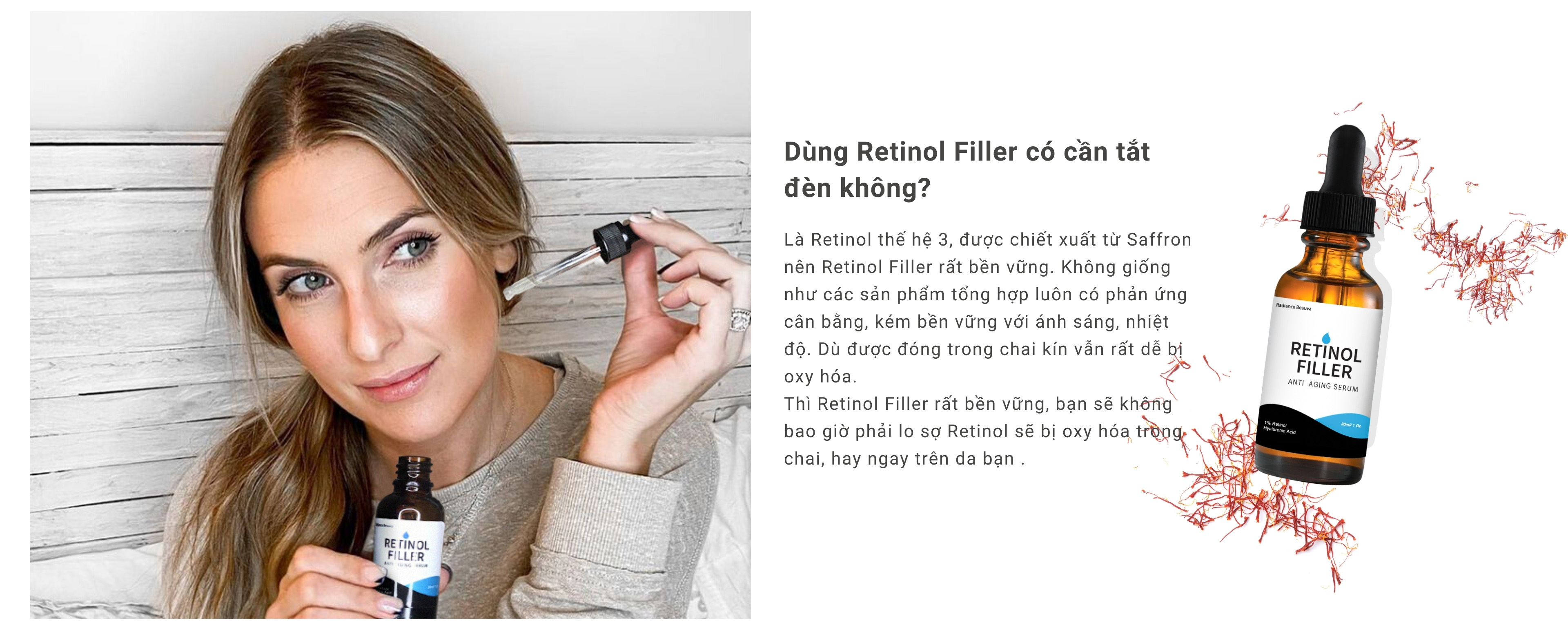 Sử dụng retinol filler không cần tắt đèn